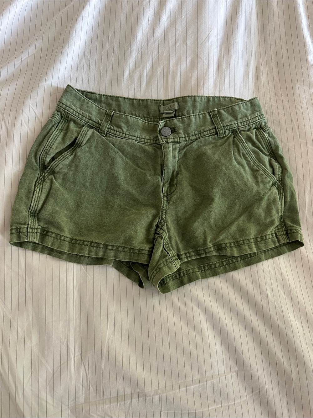 J. Crew - Olive Green Women's Casual Linen/Cotton Blend Shorts - 00